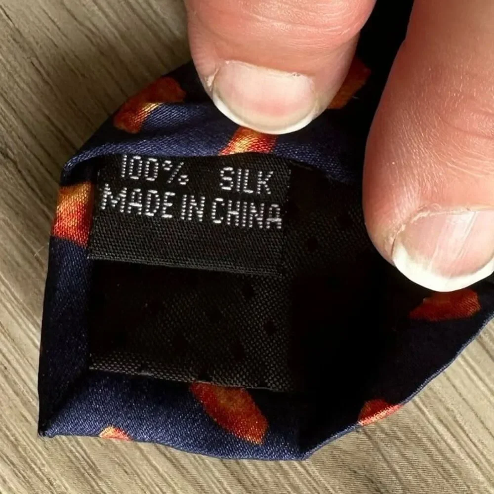 Buffalo Wing Wear Buffalo Chicken Wings 100% Silk Tie Dark Blue